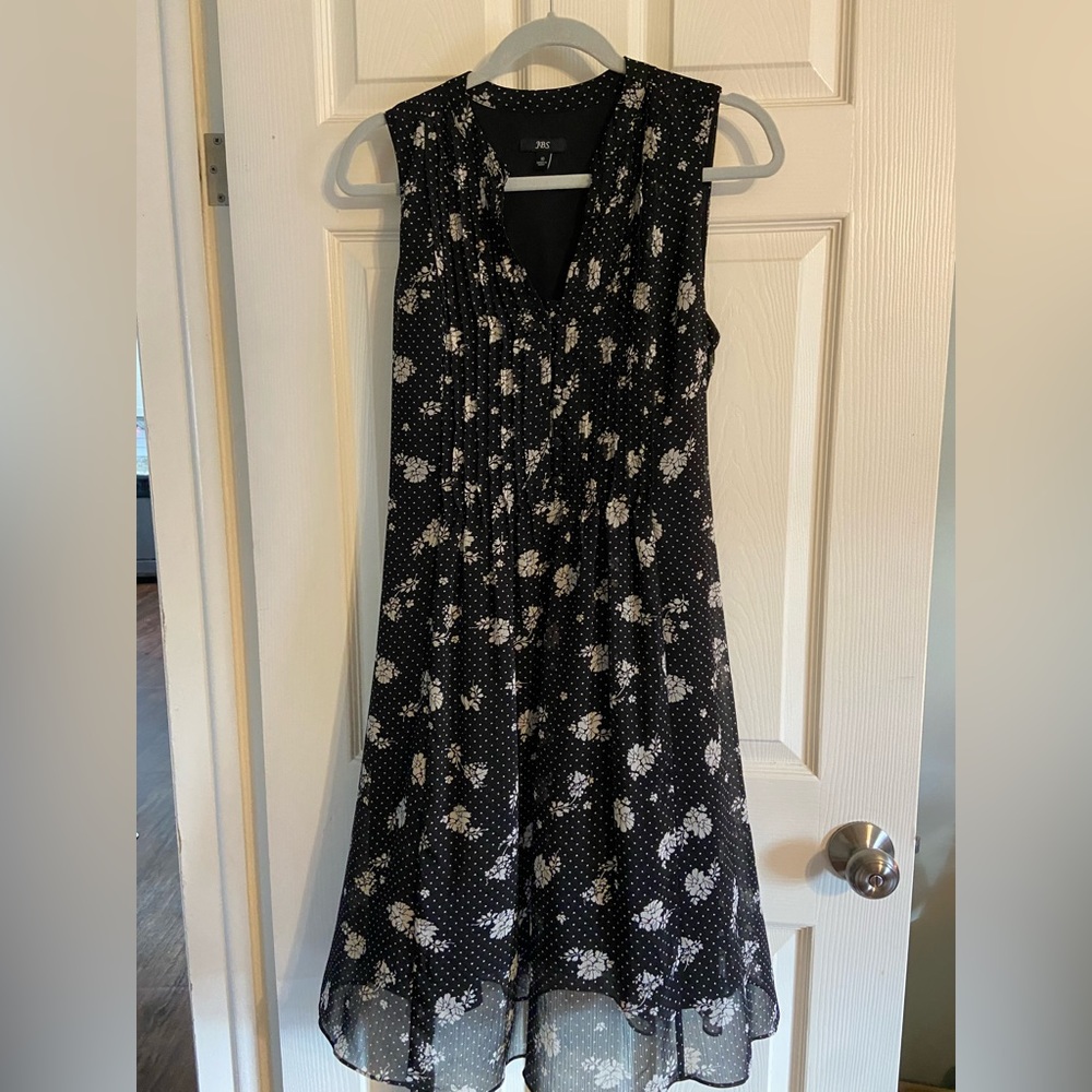 Black and white floral midi dress